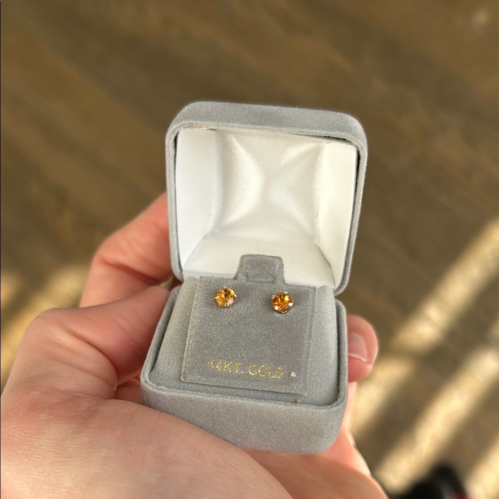 14K Gold Yellow Stud Earrings